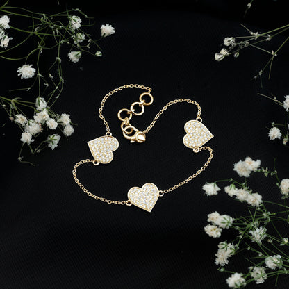 Pave Set Lab Grown Diamond Heart Bracelet for Women