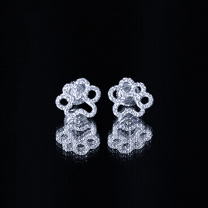 Moissanite Paw Print Earrings With Certificate