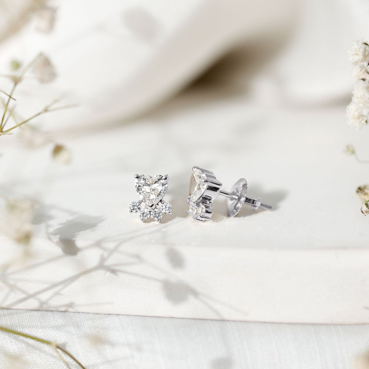 Certified Lab Grown Diamond Dog Paw Stud Earrings
