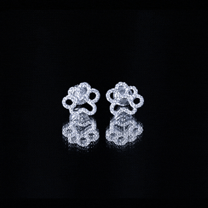 Lab Grown Diamond Paw Print Earrings For Women