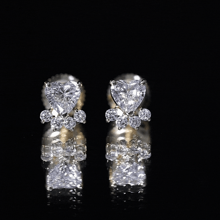 Natural Diamond Paw Stud Earrings for Women
