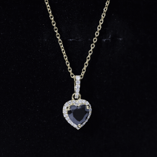 1.8 Carat Lab Created Black and White Diamond Heart Locket with Chain