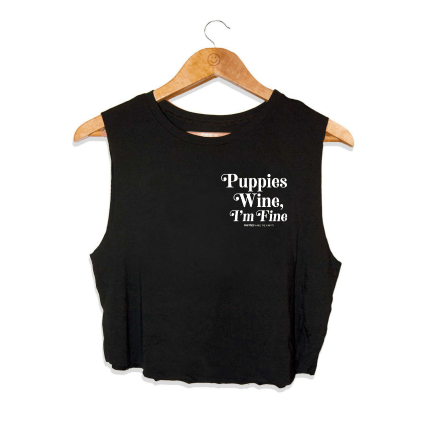 Puppies & Wine 2.0 Crop Top | Gift for Dog Moms Who Love Wine | Made in USA