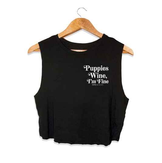 Puppies & Wine 2.0 Crop Top | Gift for Dog Moms Who Love Wine | Made in USA