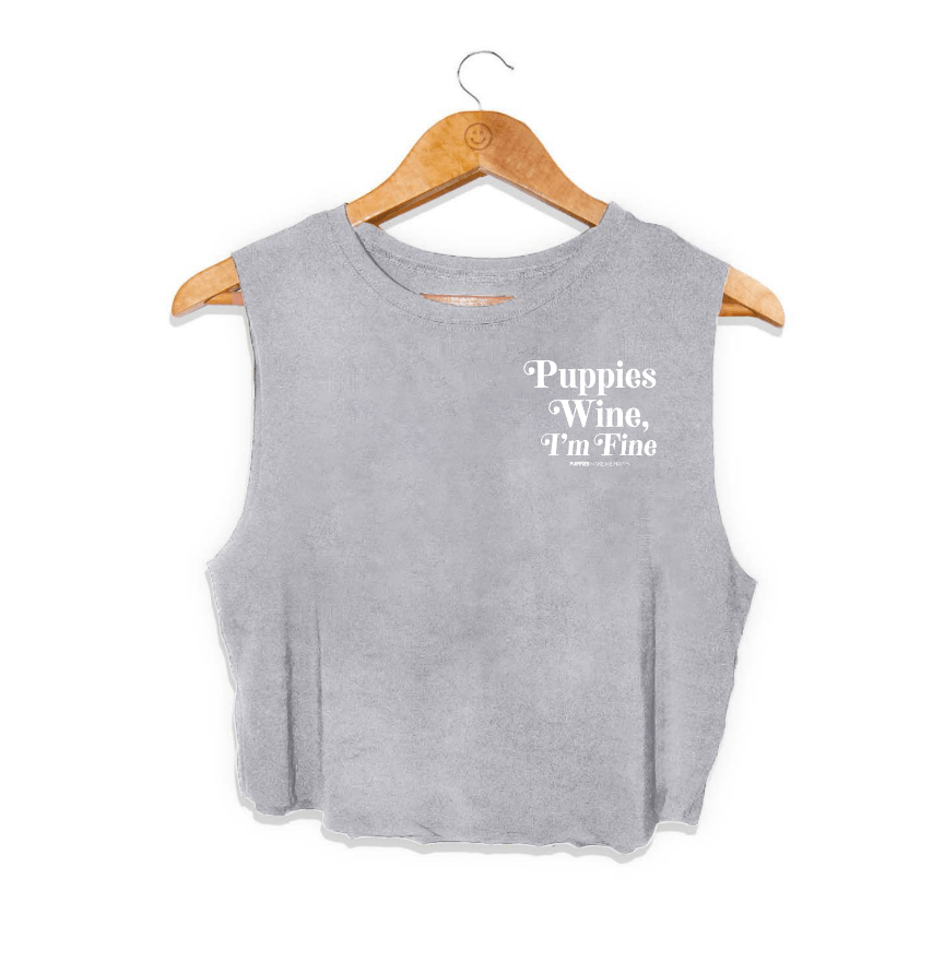 Puppies & Wine 2.0 Crop Top | Gift for Dog Moms Who Love Wine | Made in USA