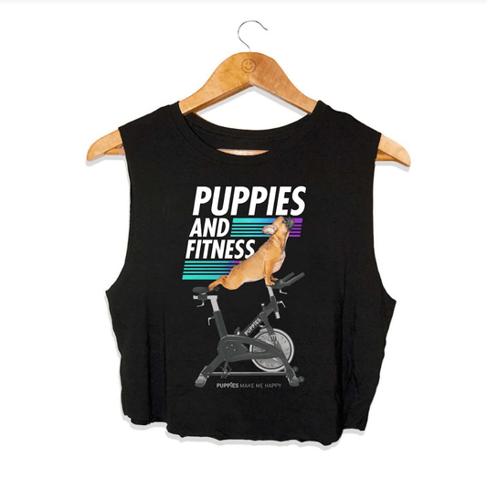 MISPRINT | Puppies & Fitness Spin Bike Future Colors | Crop Top Made in USA