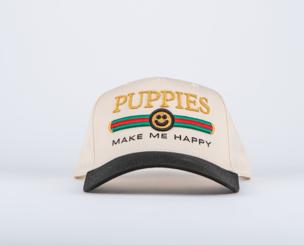 Pup Lux Embroidered 5 Panel Hat | Gold 3D Puff | Premium Gift for Dog Lovers