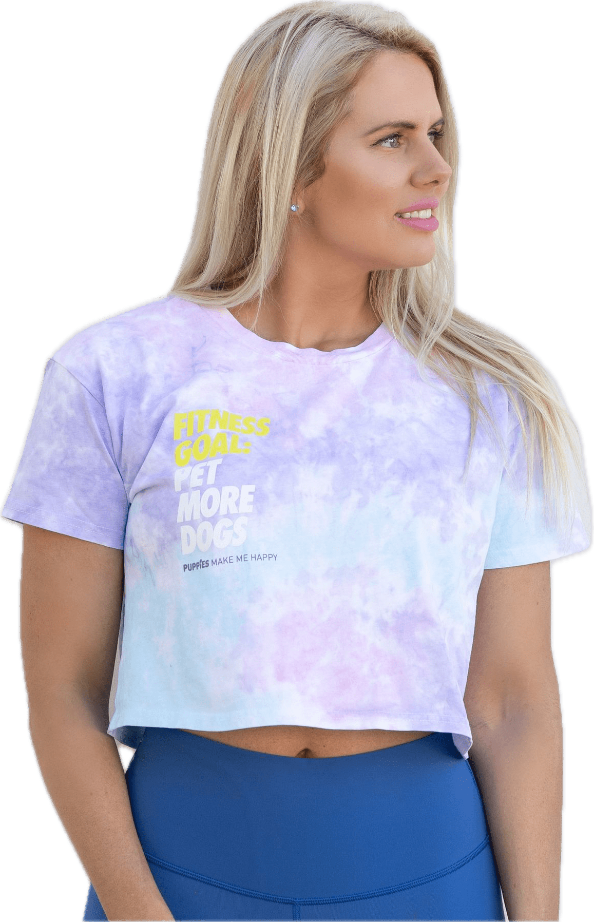 Fitness Goal: Pet More Dogs Cotton Candy Tie Dye Crop Tee | Made in USA | Last One in L