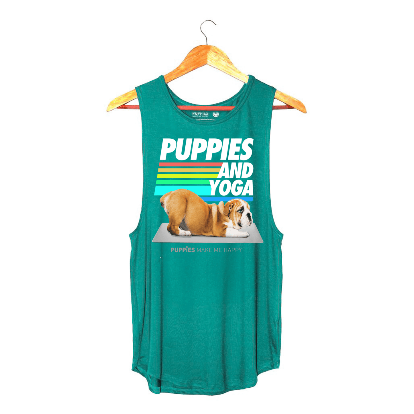 Puppies & Yoga Women's Sleeveless Tank | Gift for Dog Moms | As Seen in Dog Days | Made in USA