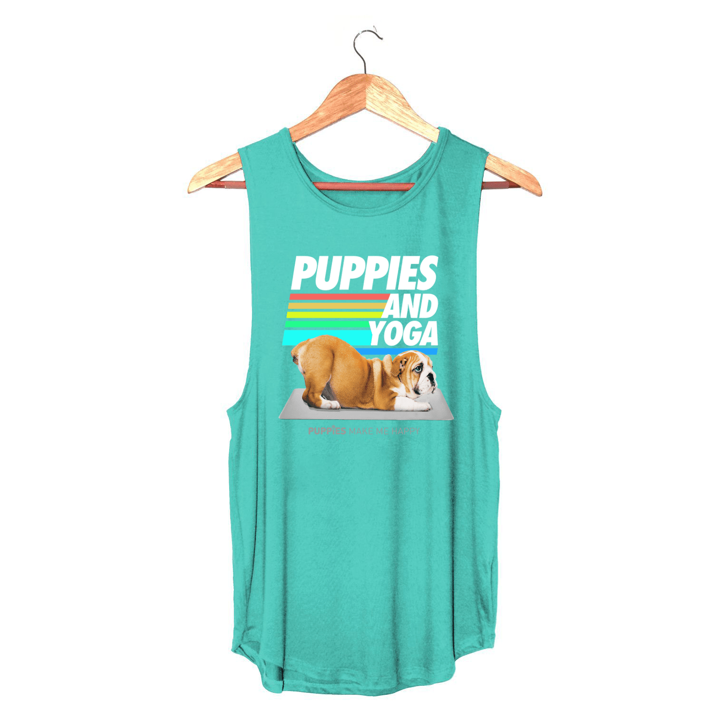 Puppies & Yoga Women's Sleeveless Tank | Gift for Dog Moms | As Seen in Dog Days | Made in USA