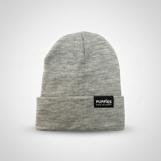 Puppies Make Me Happy Hipster Beanie | Reversible Fold-Over | Gift for Dog Lovers | 5 Colors