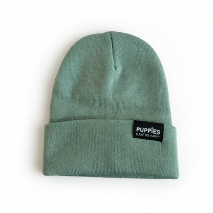 Puppies Make Me Happy Hipster Beanie | Reversible Fold-Over | Gift for Dog Lovers | 5 Colors