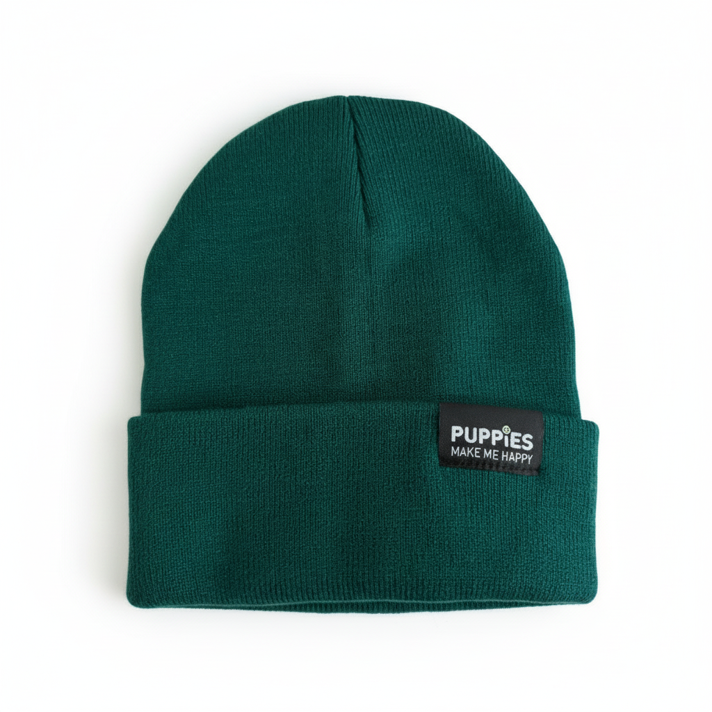 Puppies Make Me Happy Hipster Beanie | Reversible Fold-Over | Gift for Dog Lovers | 5 Colors
