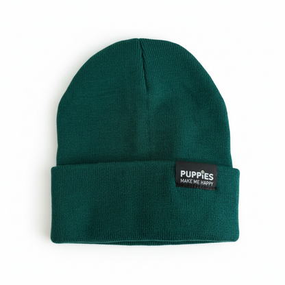 Puppies Make Me Happy Hipster Beanie | Reversible Fold-Over | Gift for Dog Lovers | 5 Colors