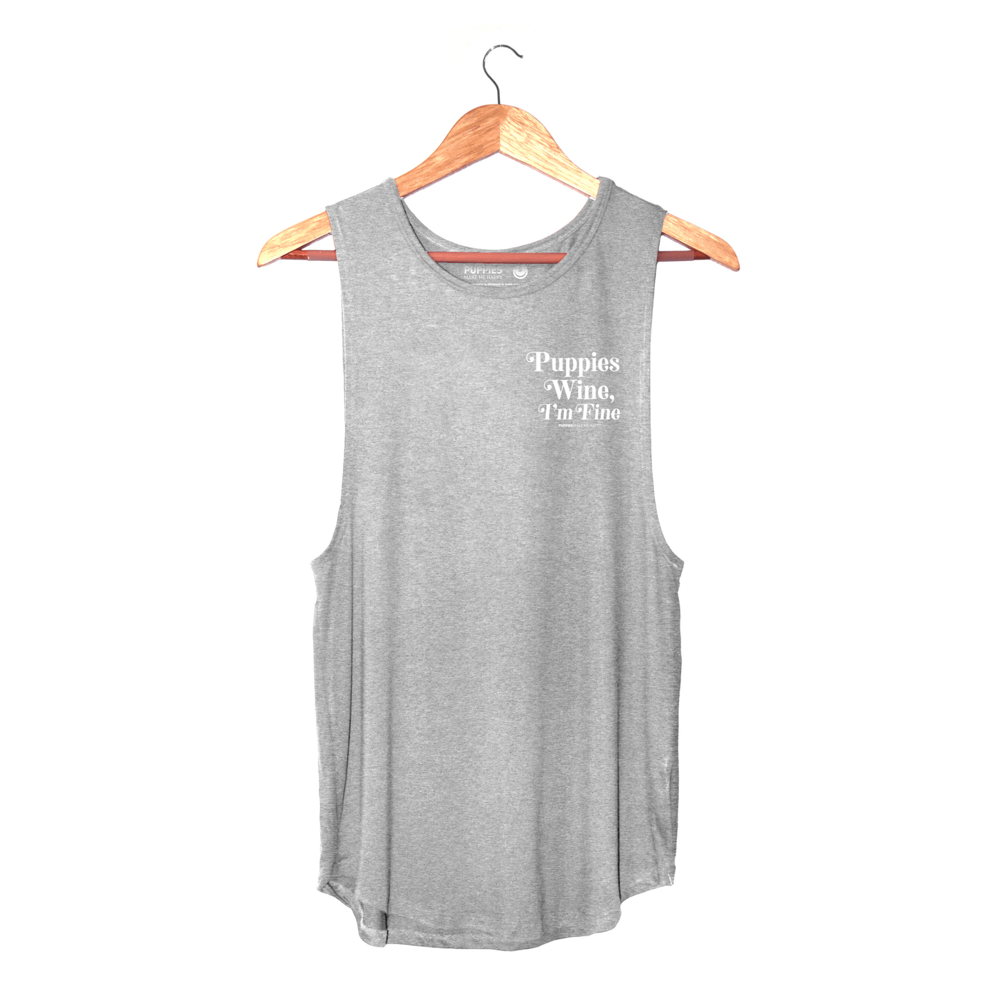 Puppies Wine & I'm Fine 2.0 Women's Sleeveless Tank | Gift for Dog Moms | Handmade in Los Angeles