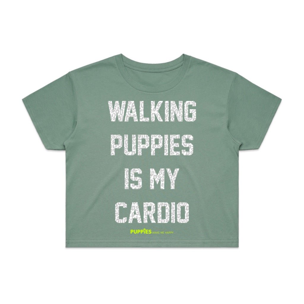 Walking Puppies is My Cardio Crop Tee | Gift for Dog Moms | Made in USA