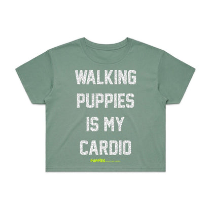 Walking Puppies is My Cardio Crop Tee | Gift for Dog Moms | Made in USA