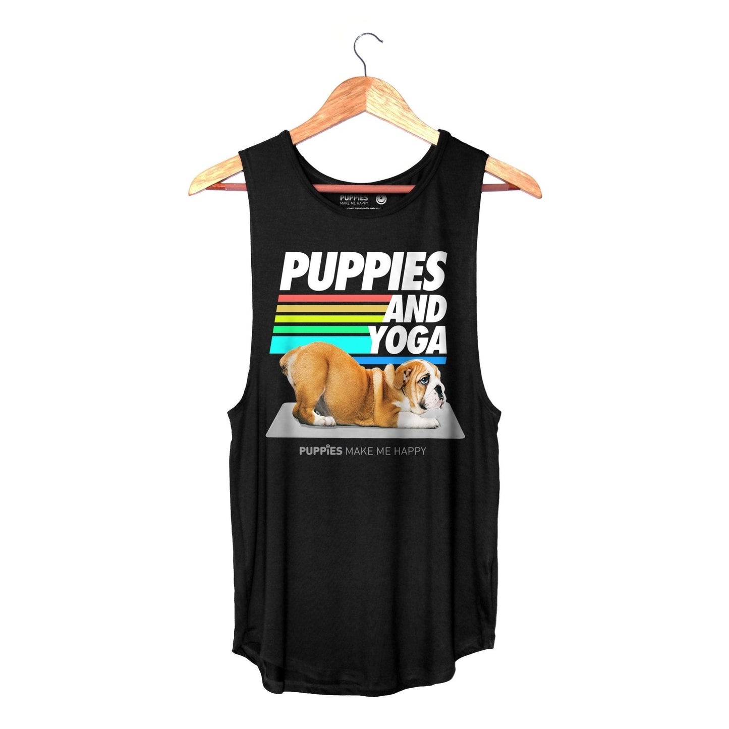 Puppies & Yoga Women's Sleeveless Tank | Gift for Dog Moms | As Seen in Dog Days | Made in USA
