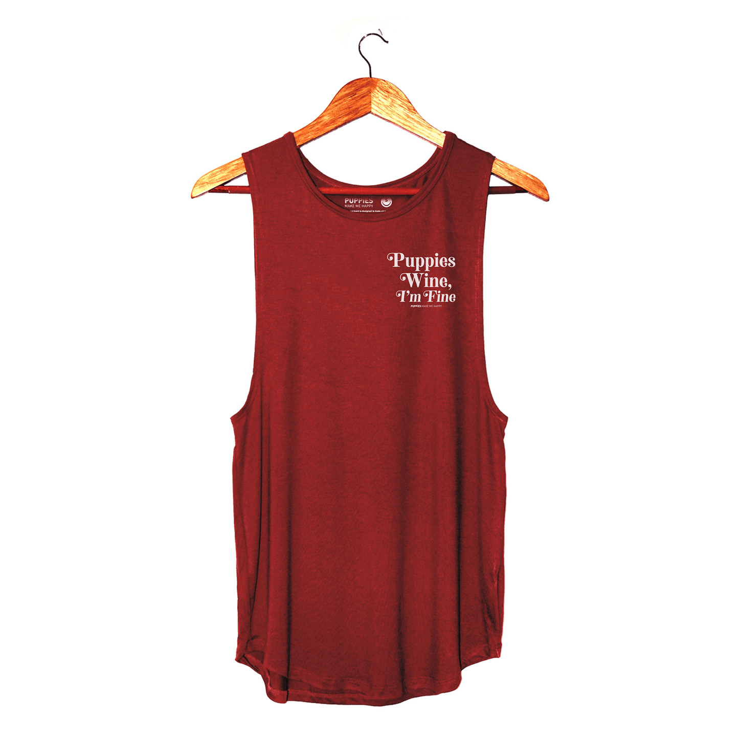 Puppies Wine & I'm Fine 2.0 Women's Sleeveless Tank | Gift for Dog Moms | Handmade in Los Angeles