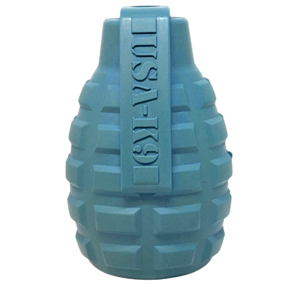USA-K9 Grenade Rubber Dog Chew Toy | K9 Handler eDispenser Toy | Red & Blue | USA Made