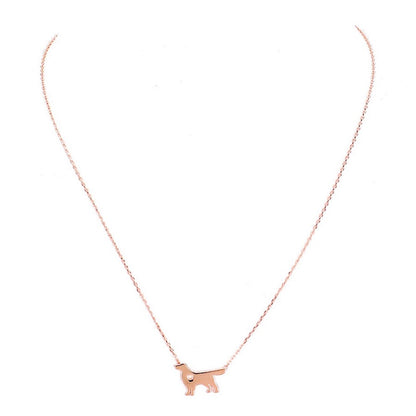 Gold Dipped Dachshund Heart Charm Dog Detailed Necklace