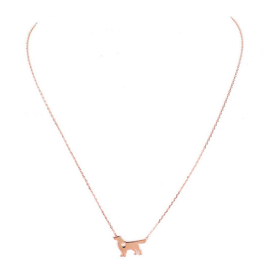 Gold Dipped Dachshund Heart Charm Dog Detailed Necklace
