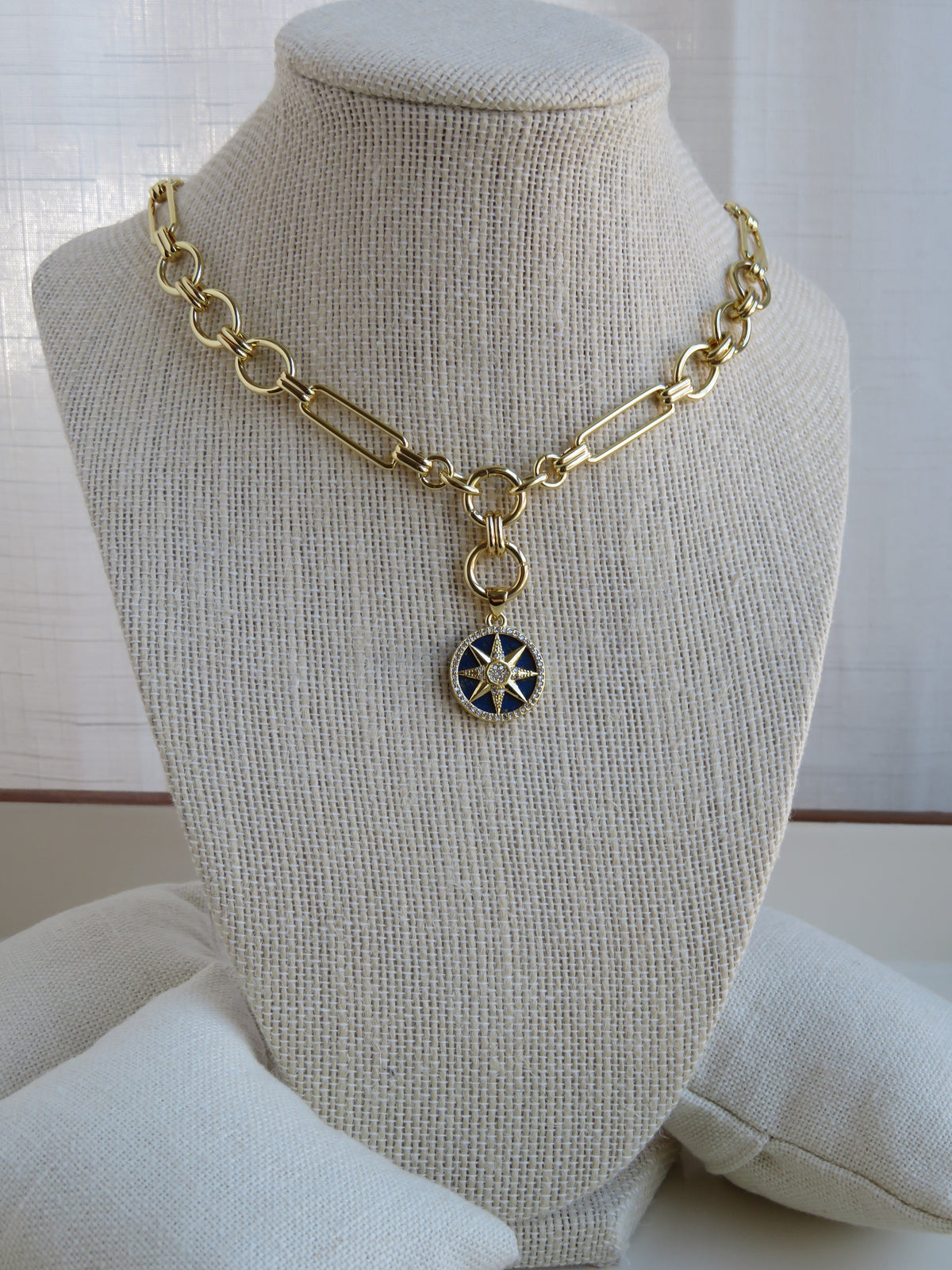 Louvre Extension Link Charm Holder Necklace - Clicker Clasp - add charms