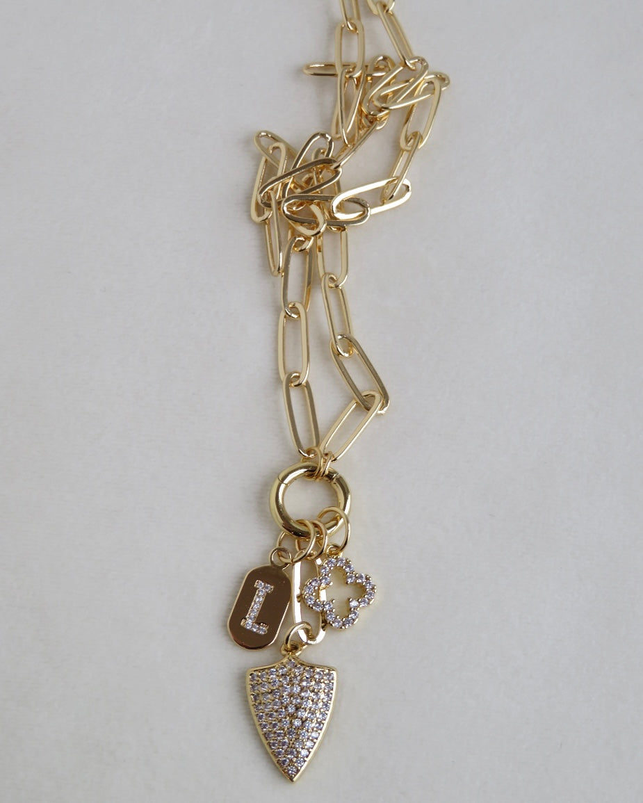 Paperclip Charm Holder Necklace - Clicker Clasp - add charms