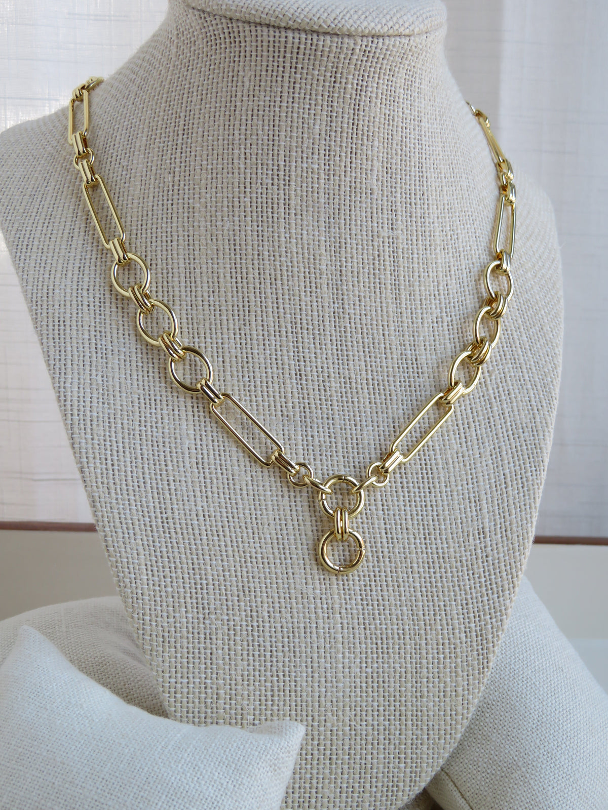 Louvre Extension Link Charm Holder Necklace - Clicker Clasp - add charms