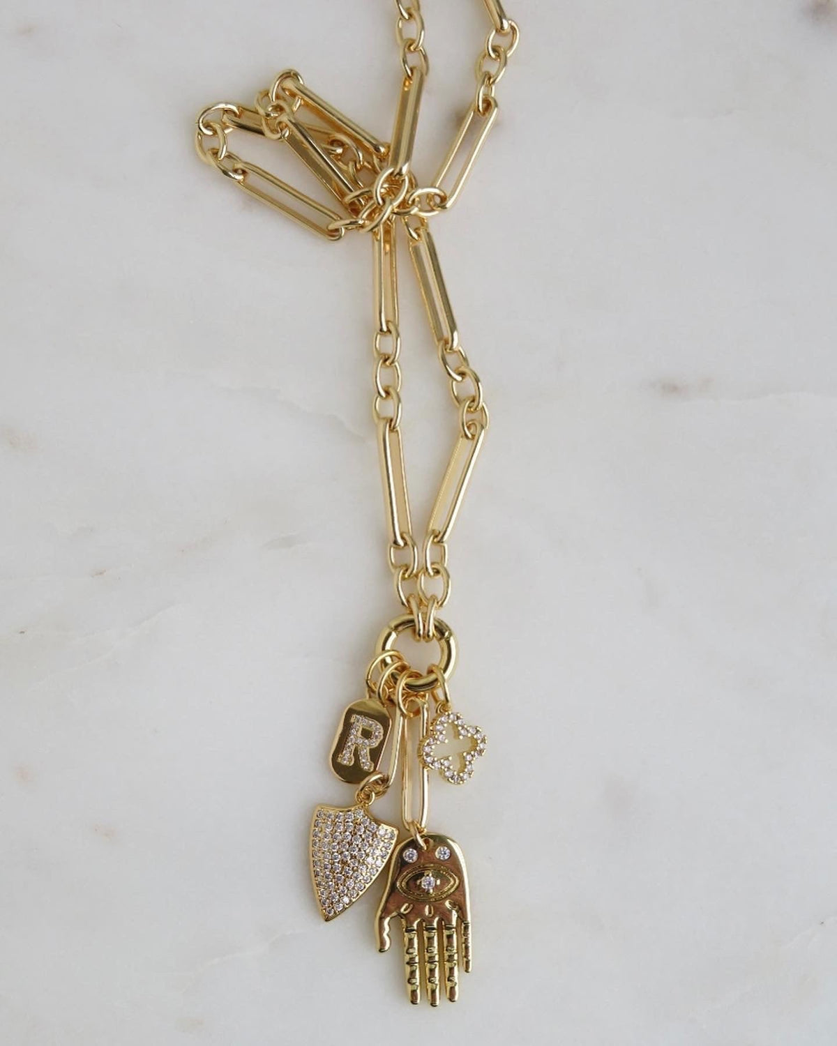 Protect Your Blessings Charm Cluster Necklace
