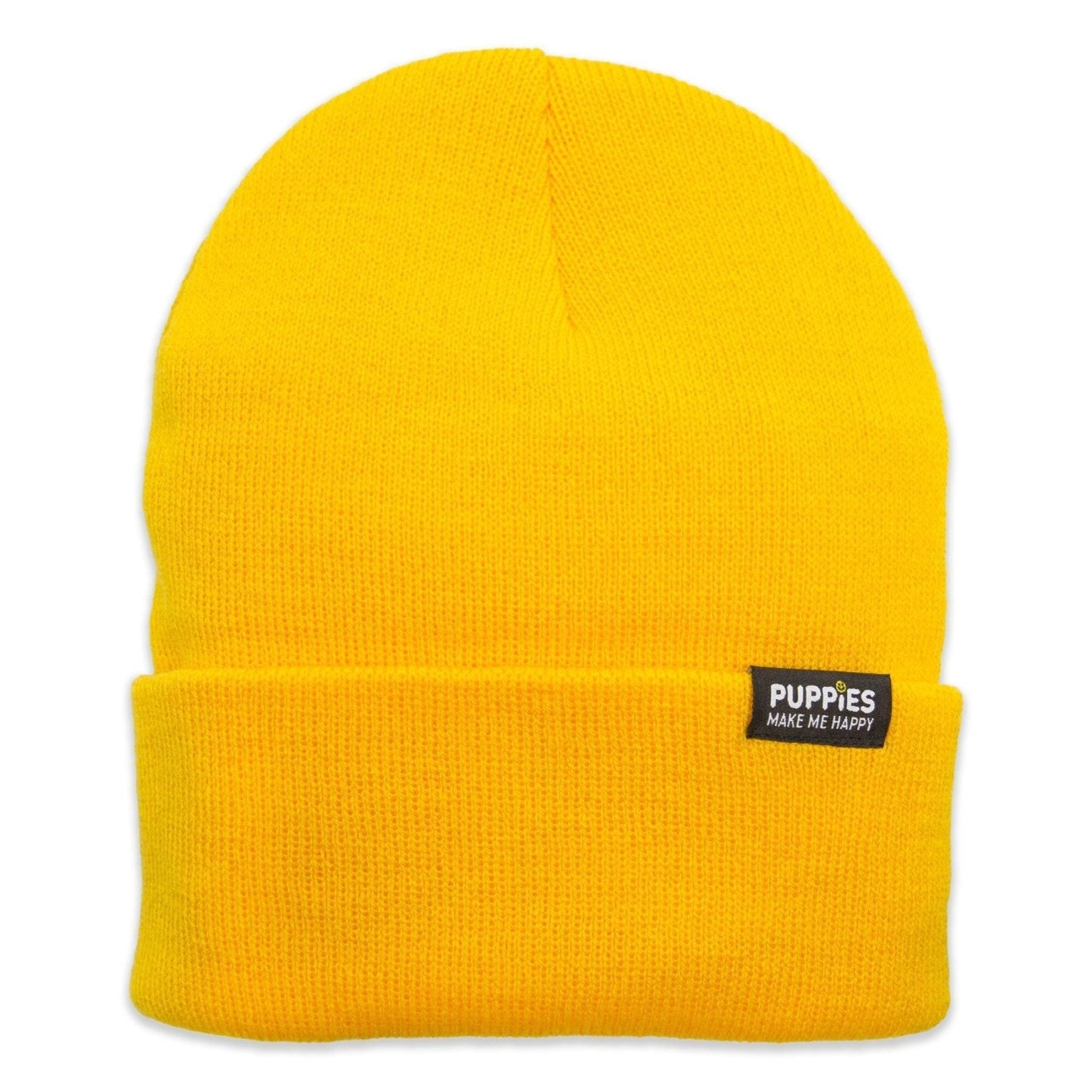 Puppies Make Me Happy Hipster Beanie | Reversible Fold-Over | Gift for Dog Lovers | 5 Colors