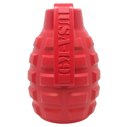 USA-K9 Grenade Rubber Dog Chew Toy | K9 Handler eDispenser Toy | Red & Blue | USA Made