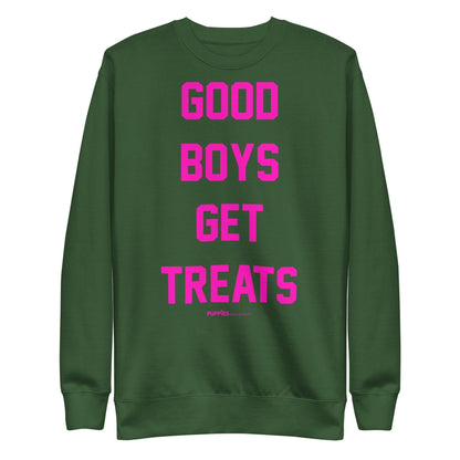 Good Boys Get Treats Pink Font Crewneck Sweatshirt | Ultra-Soft Best Gift for Dog Lovers